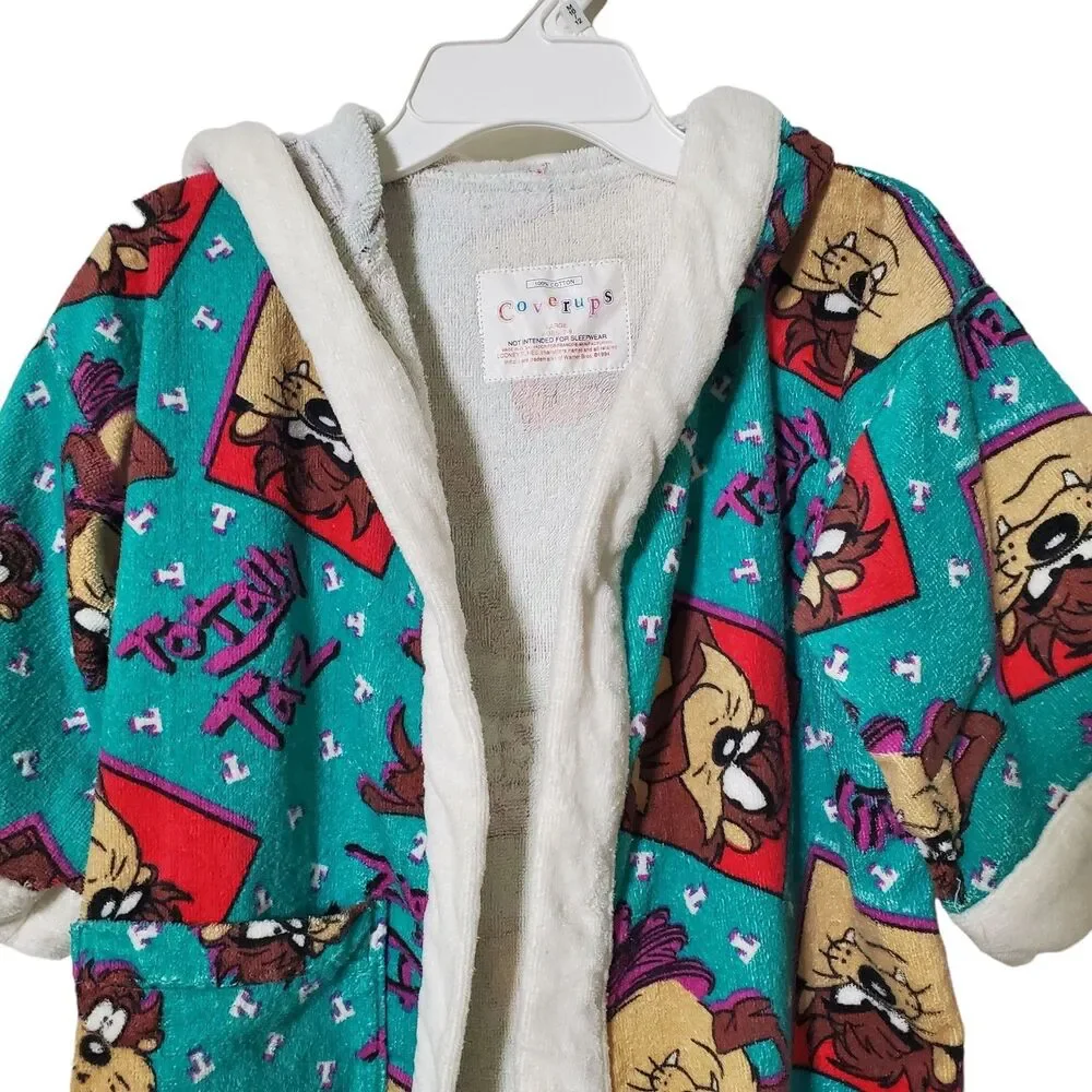 Vintage 90s Taz Looney Tunes Terry Cloth Robe Children's Size L 7-9